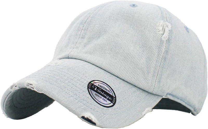 KBETHOS Vintage Washed Distressed Cotton Dad Hat Baseball Cap Adjustable Polo Trucker Unisex Style Headwear - Image 1