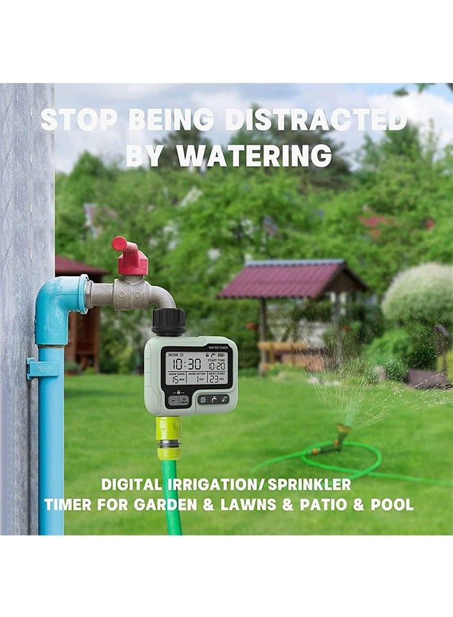 1 الرقمية الموقت سقي ، IPX5 للماء في الهواء الطلق خرطوم الموقت ، حديقة / الحديقة / حديقة / مزرعة الري / رش المياه الموقت ، الموقت التلقائي / دليل سقي مع تأخير المطر ، والأخضر - Image 4