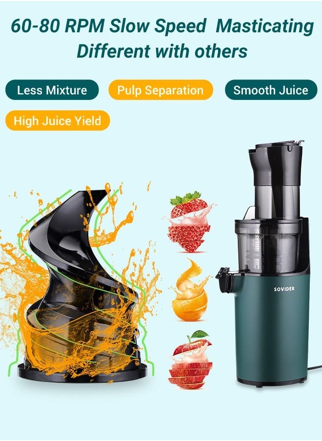 INKBIRD - INKBIRD Electric Juicer Fruits Cold Press Squeezer Vegetable Processor Slow Masticating Juicer Machine 200W for Celery Carrot Slow Juicer Machine with Chute and 800ml Juice Cup BPA-Free Easy to Clean - Image 1