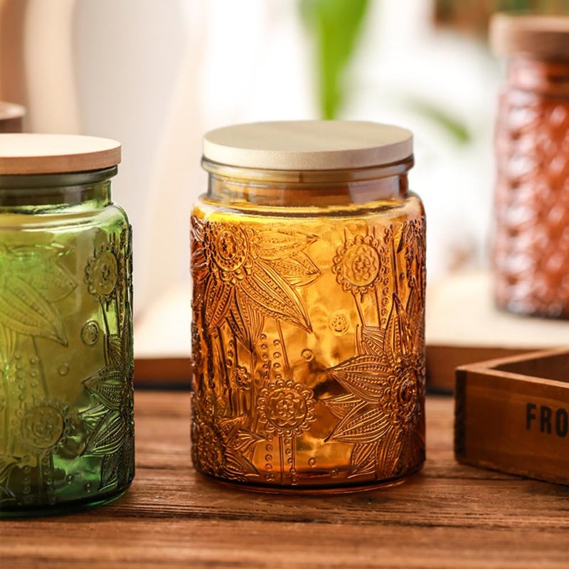 ANSQU Green Glass Canister, Candy Jar with Lid, 23.7 FL OZ Vintage Colored Mason Jars for Kitchen Decorative Jar for Coffee Tea Candy Cookies, Cute Jars (Green, 1 Pack) - Image 5