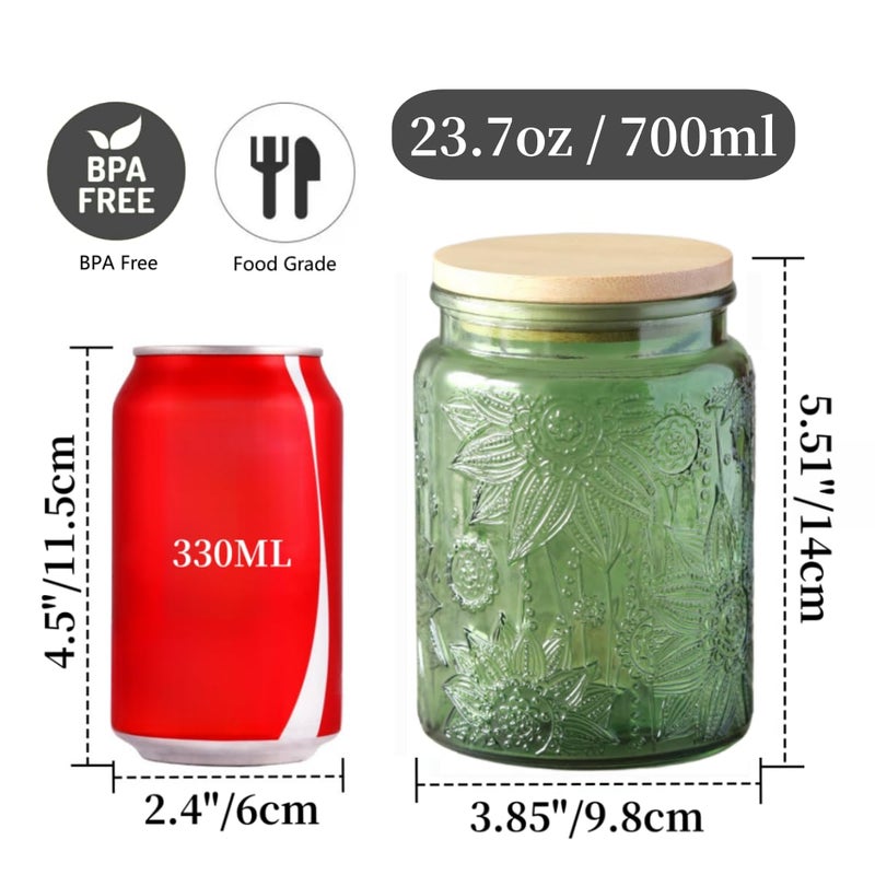 ANSQU Green Glass Canister, Candy Jar with Lid, 23.7 FL OZ Vintage Colored Mason Jars for Kitchen Decorative Jar for Coffee Tea Candy Cookies, Cute Jars (Green, 1 Pack) - Image 2