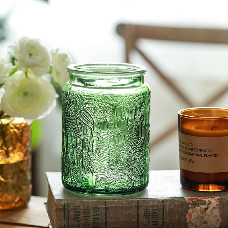 ANSQU Green Glass Canister, Candy Jar with Lid, 23.7 FL OZ Vintage Colored Mason Jars for Kitchen Decorative Jar for Coffee Tea Candy Cookies, Cute Jars (Green, 1 Pack) - Image 4