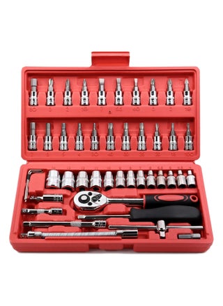 46 Pcs Drive Socket Ratchet Wrench Set with Bit Socket Metric and Extension Bar for Auto Repairing Automobile Motorcycle Hardware Tool Combination Suit Household with Storage Case - pzsku/ZD9DB890E64C0EA9CEE5CZ/45/_/1721466262/ede51b50-fefa-42d0-bc1d-7685b54521b0