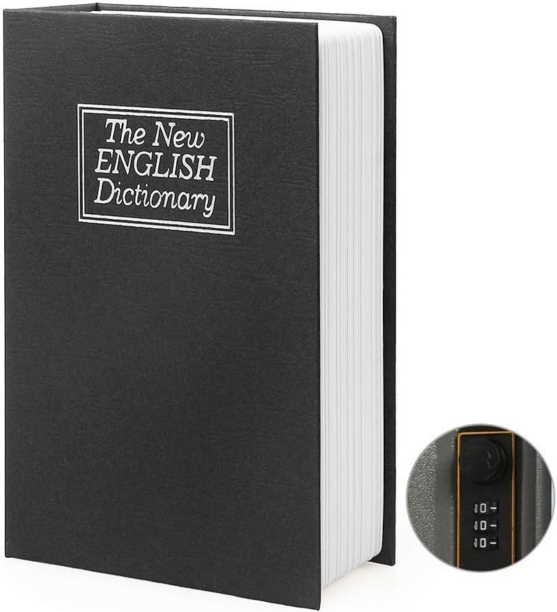 PACOLO Large Diversion Book Safe Storage Box (Size 10.5"×8"×2.6") With Security Combination Lock, Dictionary Secret Hidden Safe (Black Dictionary-Combination) - Image 1