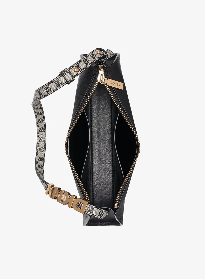 DKNY BLACK/GOLD Avril Top Zip Shoulder Bag for Women | Best Price UAE