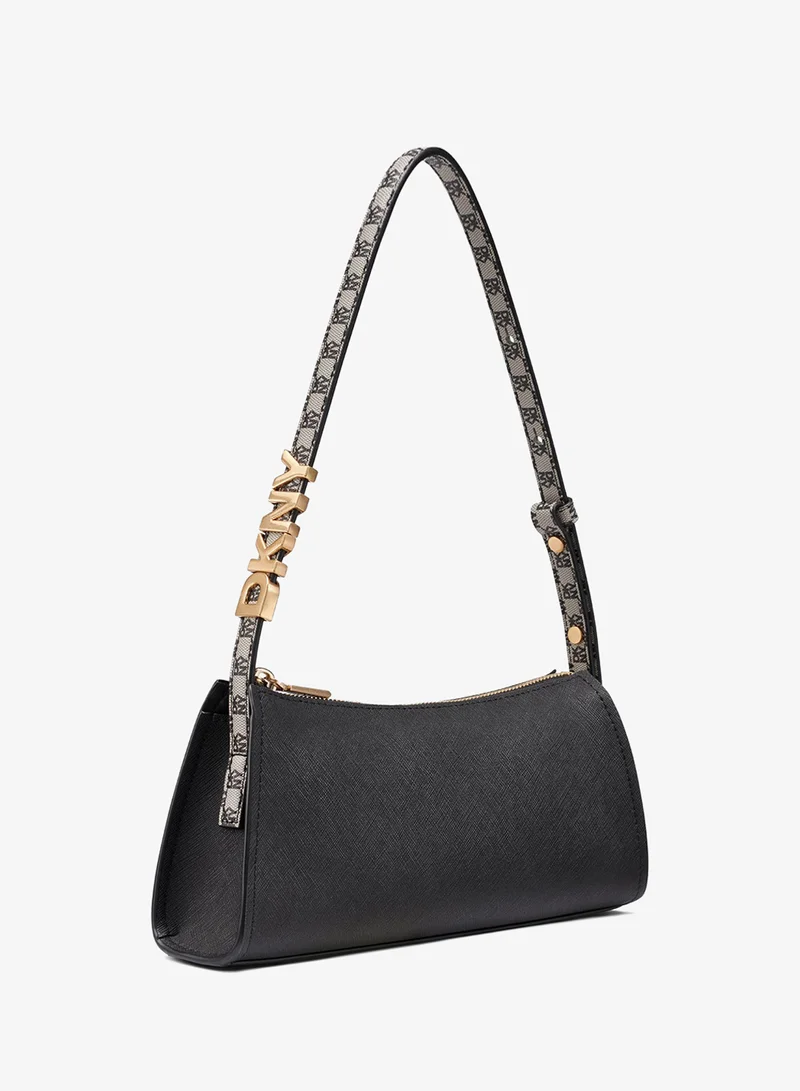 DKNY BLACK/GOLD Avril Top Zip Shoulder Bag for Women | Best Price UAE