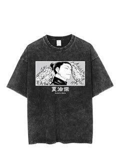 Washed retro T-shirt street hip hop anime Jujutsu Kaisen casual cotton summer short sleeves