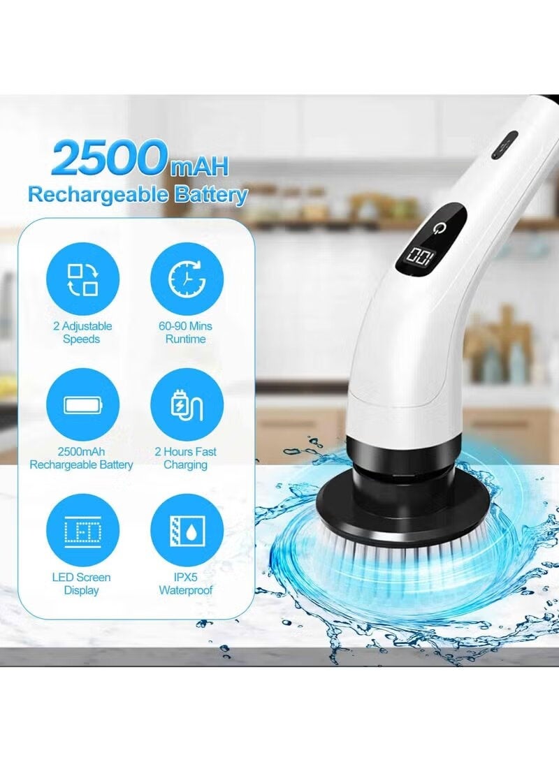 ELTRAZONE 8-in-1 Cordless Electric Spin Scrubber – Rechargeable Cleaning Brush with 8 Replaceable Heads Powerful Portable Scrubber for Bathroom, Tiles, Floors, Kitchen, Car and Hard-to-Reach Surfaces - Image 2