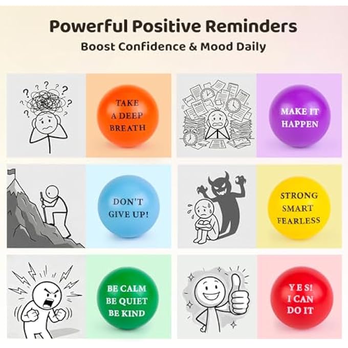 Mcpinky Motivational Stress Balls, 12PCS Inspirational Stress Balls 2 Inch Foam Balls with Positive Quetos for Kids and Adults Stress Anxiety Relief - Image 2