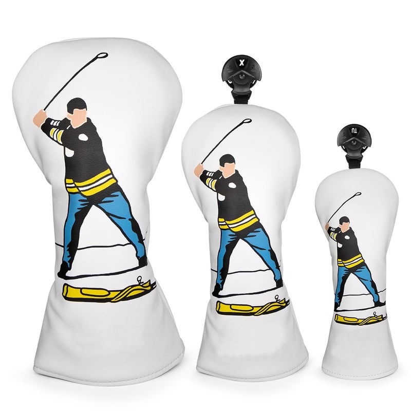 Barudan Golf Club Head Covers Funny Golf Headcover 3pcs Pack Driver Headcover Fairway Wood Cover Hybrid Headcover 1 3 H for Men Golf Gift - Image 2