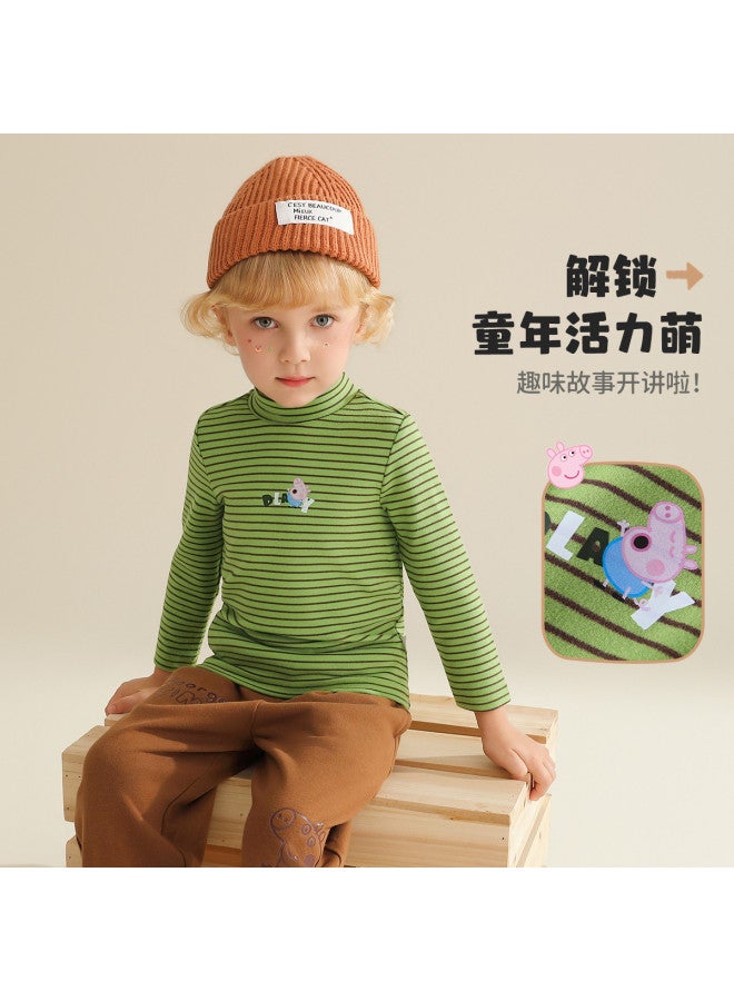 Peppa Pig spring Striped Long-sleeve T-shirt For Boys & Girls - Comfortable Semi-turtleneck Base Layer For Babies - Image 3