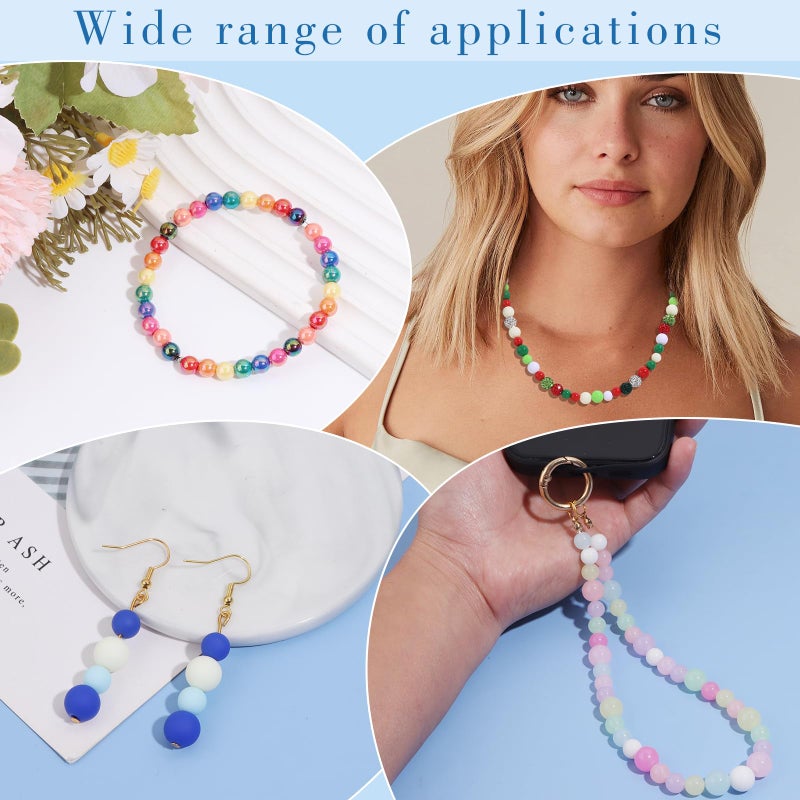 Yumttero 500PCS 8mm Smooth Mixed Color Acrylic Round Craft Beads Spacer Beads with Hole for DIY Bracelet Necklace Earrings Keychain Women Jewelry Making Supplies,Smooth Deep Mixed Color - Image 5
