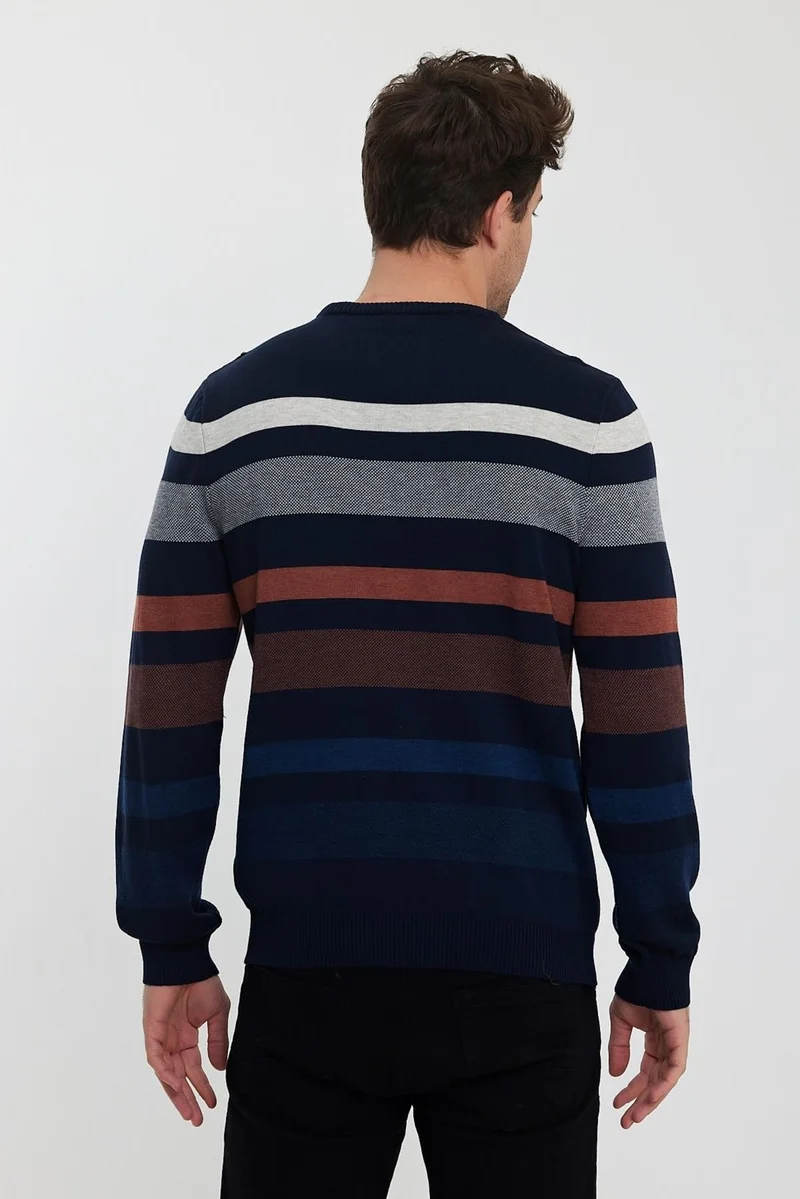 الكسندر جاردي Crew Neck Striped Men's SWEATER(E23-6712)