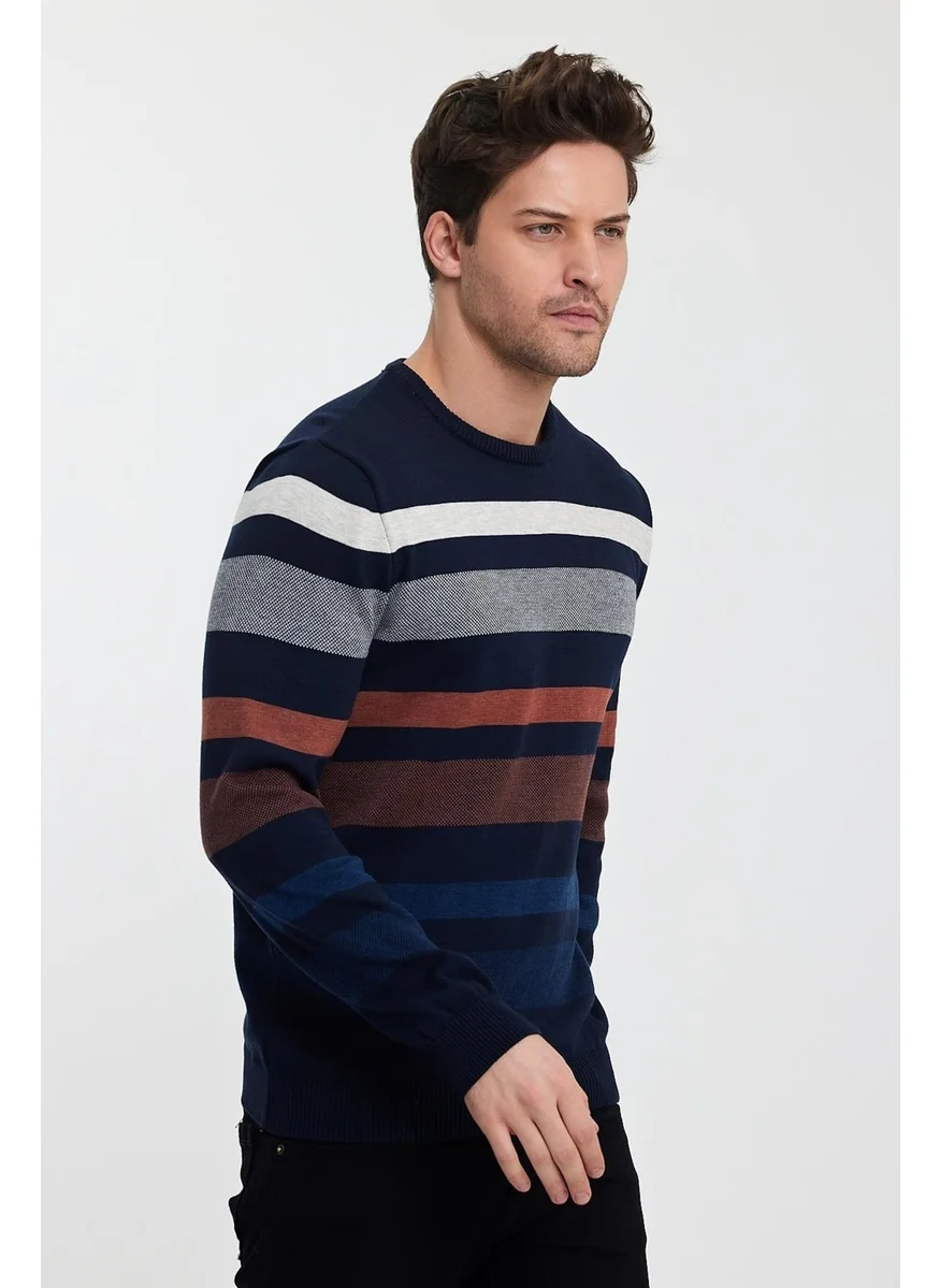 الكسندر جاردي Crew Neck Striped Men's SWEATER(E23-6712)