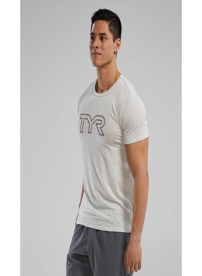 TYR Unisex Ultrasoft Lightweight Short Sleeve Big Logo Tech Tee, Ash Heather, X-Small - Image 3