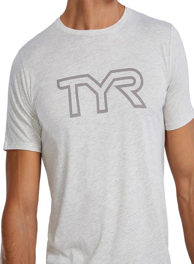 TYR Unisex Ultrasoft Lightweight Short Sleeve Big Logo Tech Tee, Ash Heather, X-Small - Image 2