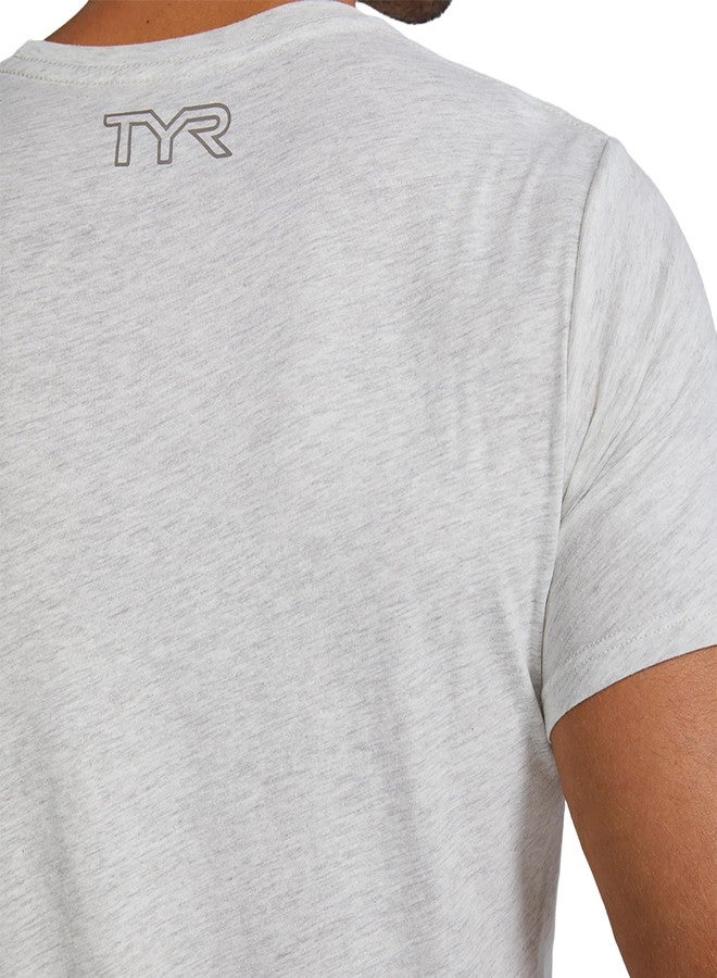 TYR Unisex Ultrasoft Lightweight Short Sleeve Big Logo Tech Tee, Ash Heather, X-Small - Image 5