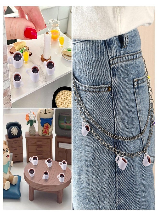 Craftdady 24pcs Resin Coffee Cup Dollhouse Miniature Coffee Dangle Earring Charms Cute Hang Ornament White Mug Mini Coffee Cup 16-20.5 mm for Home Decorations DIY Keychain Craft Jewelry Making - Image 4