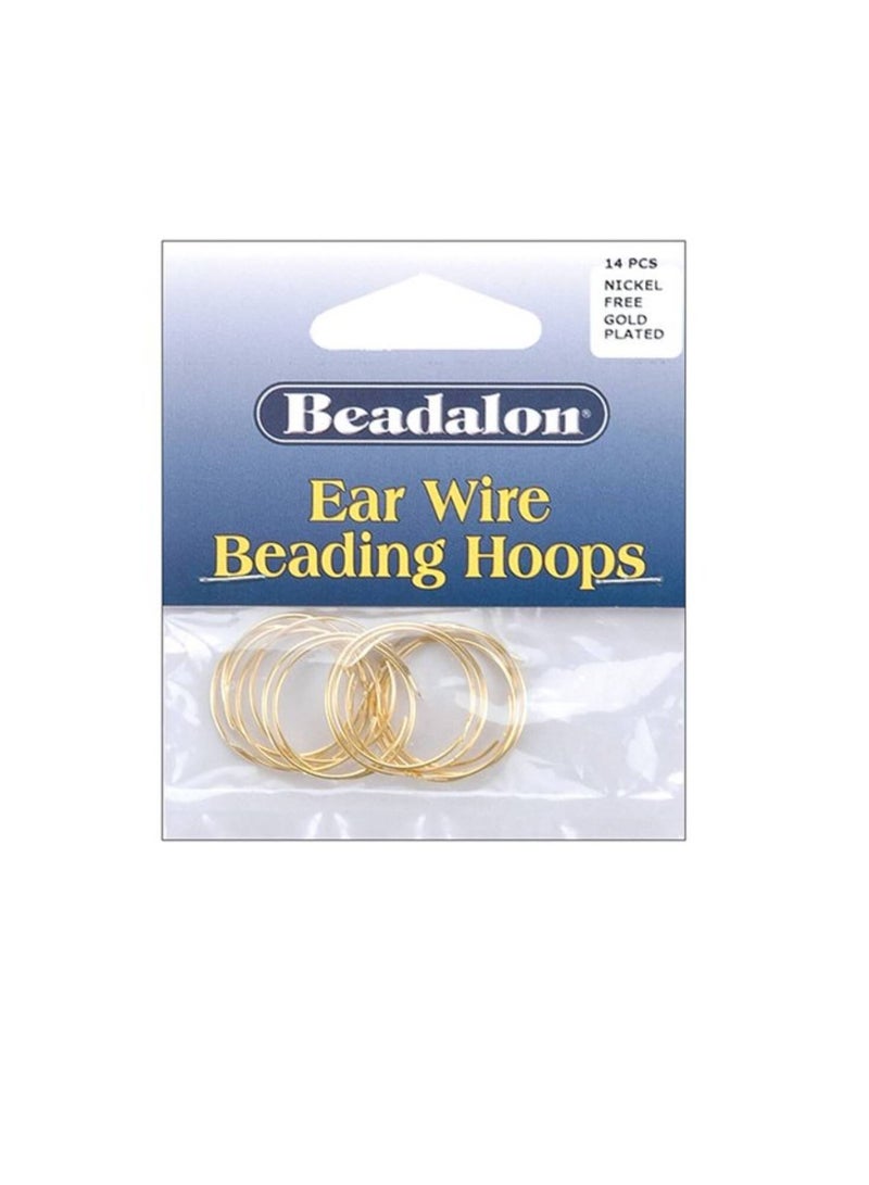 Beadalon Ear Wire Beading Hoops Small 20mm 14/Pkg Gold Plated and Nickel Free - Image 1