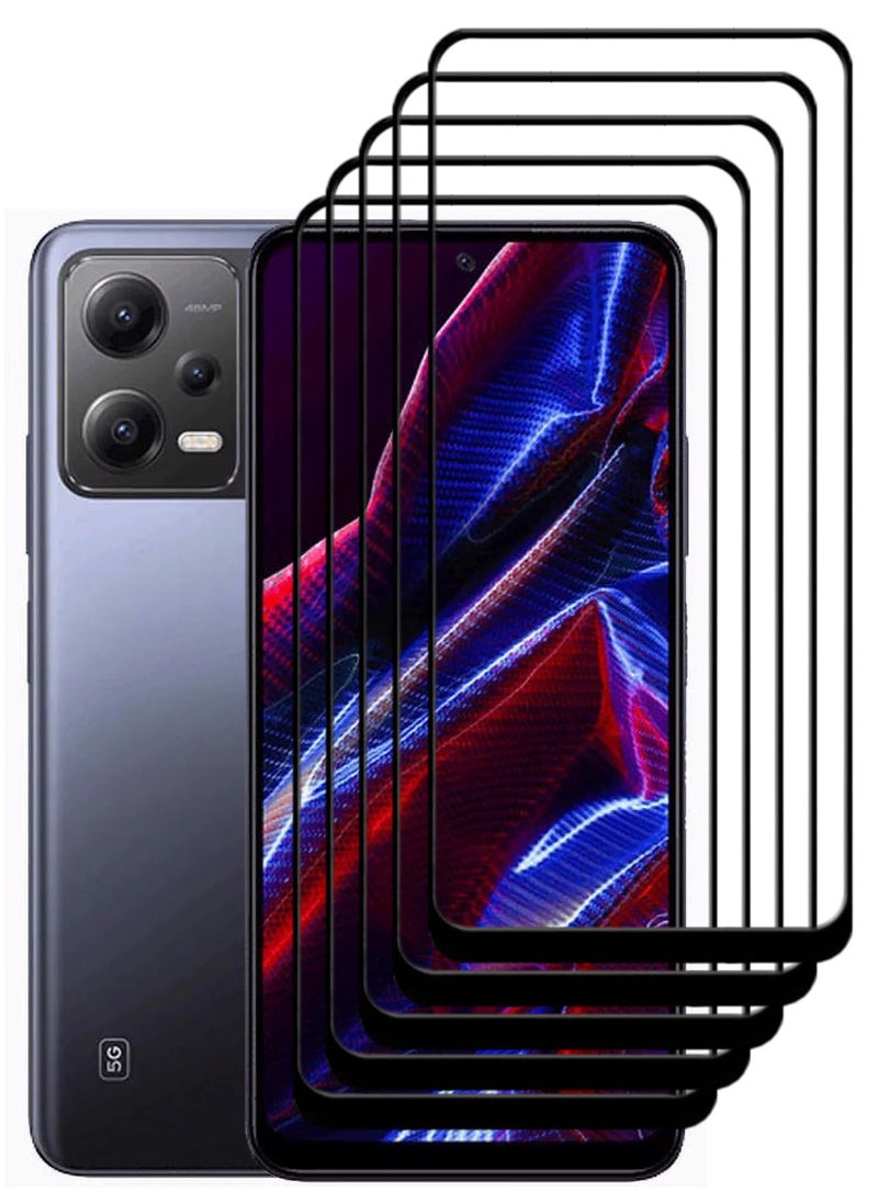 ACLIX 5 Pieces Antistatic ESD Dustproof Premium Quality High Definition Tempered Glass Screen Protector Designed For Xiaomi Poco X5 - Image 1