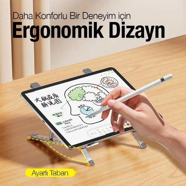 بولهاموبيل Polham Ultra Thin 6-Stage Height and Angle Adjustable Notebook and Tablet Stand with Anti-Slip Pad