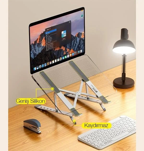 بولهاموبيل Polham Ultra Thin 6-Stage Height and Angle Adjustable Notebook and Tablet Stand with Anti-Slip Pad