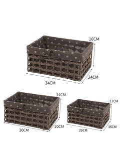 Cozy Nest Set of 3 Eco-Friendly Handwoven Storage Baskets – Durable Rectangular Woven Bins with Sturdy Plastic Frame, Removable Fabric Lining, Decorative Macrame Design for Sundries, Toys, Books, Toiletries, and Elegant Home Organization  - Image 5