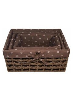 Cozy Nest Set of 3 Eco-Friendly Handwoven Storage Baskets – Durable Rectangular Woven Bins with Sturdy Plastic Frame, Removable Fabric Lining, Decorative Macrame Design for Sundries, Toys, Books, Toiletries, and Elegant Home Organization  - Image 4