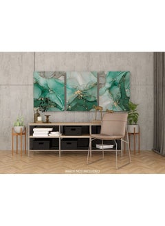 Home Gallery Set Of 3 Of Abstract Green And Gold Marble Texture  - Image 2