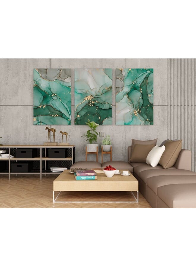 Home Gallery Set Of 3 Of Abstract Green And Gold Marble Texture - Image 4