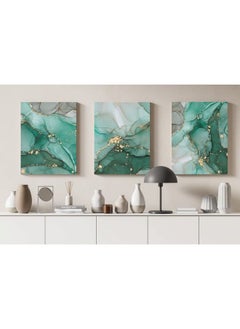Home Gallery Set Of 3 Of Abstract Green And Gold Marble Texture  - Image 1