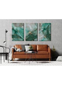 Home Gallery Set Of 3 Of Abstract Green And Gold Marble Texture  - Image 3