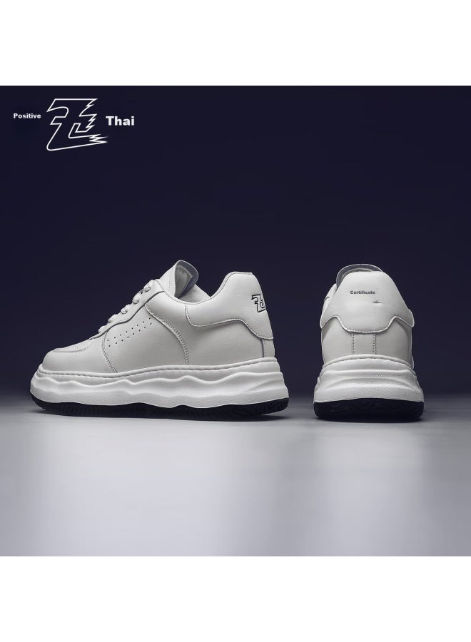Chintz 7cm Height-increasing Shoes For Men, Invisible Height-increasing Air Force White Sneakers, Men's Cowhide Casual Skateboard Shoes, Jz0214 White, Size 43 - Image 5