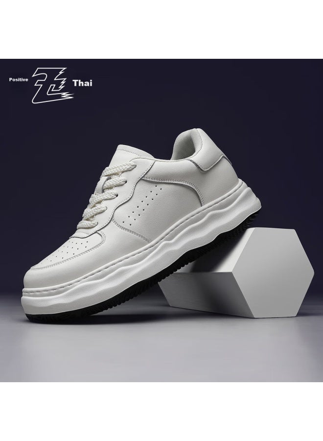 Chintz 7cm Height-increasing Shoes For Men, Invisible Height-increasing Air Force White Sneakers, Men's Cowhide Casual Skateboard Shoes, Jz0214 White, Size 43 - Image 2