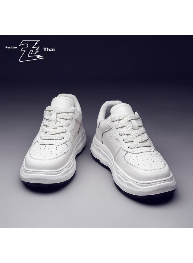 Chintz 7cm Height-increasing Shoes For Men, Invisible Height-increasing Air Force White Sneakers, Men's Cowhide Casual Skateboard Shoes, Jz0214 White, Size 43 - Image 4