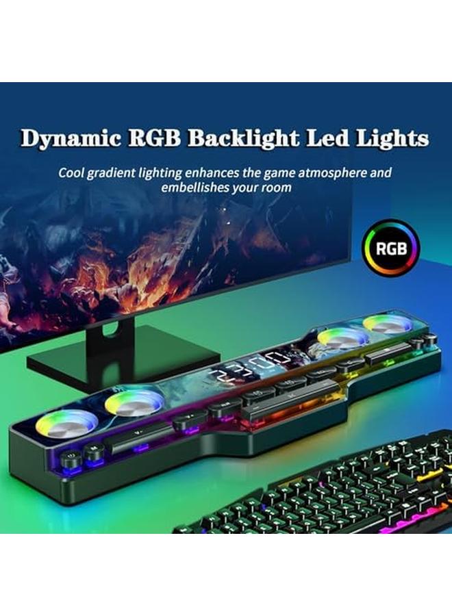 Excefore Wireless Gaming Speakers Bluetooth 5.0 Pc Laptop Subwoofer With Cool Lighting Dynamic Rgb Sound 13 Mechanical Keys Long Endurance 4D Hifi Stereo Sound Alarm Clock Fm For Computer Projector Phone - Image 2