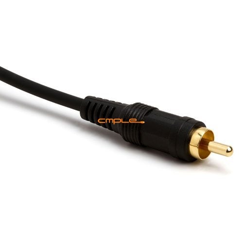 Cmple - 6ft Black Audio Cable 3.5mm 1/8 inch Mono Male to RCA Mono Male Connectors (Gold Plated) - 6 Feet - Image 4