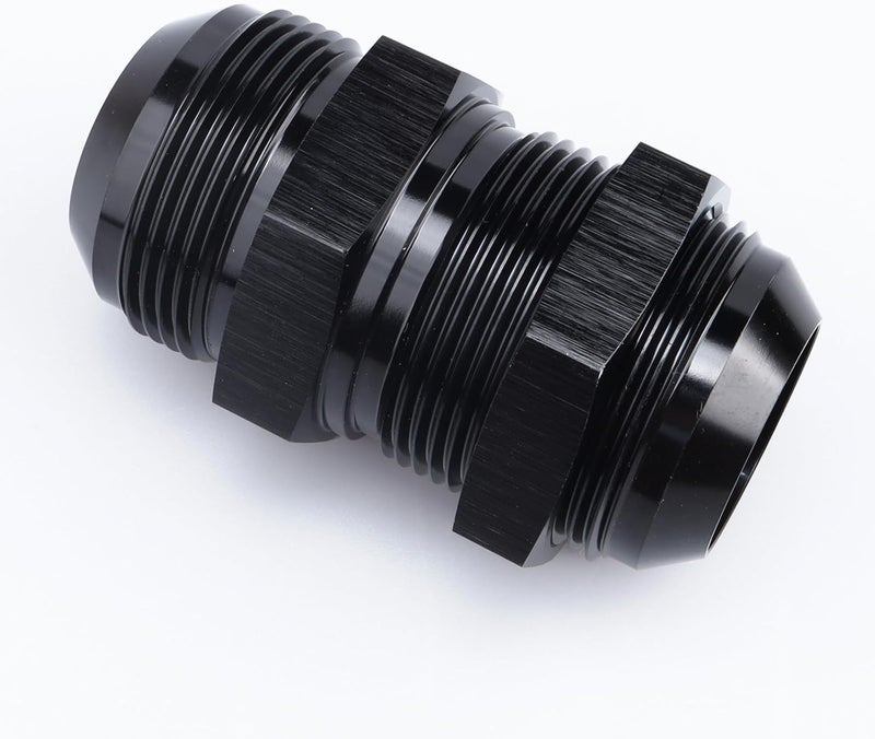 AC PERFORMANCE Aluminum Straight Bulkhead Fuel Fitting - 16 AN to AN16 Male Flare Union Adapter with Bulkhead Nut, Black - Image 3