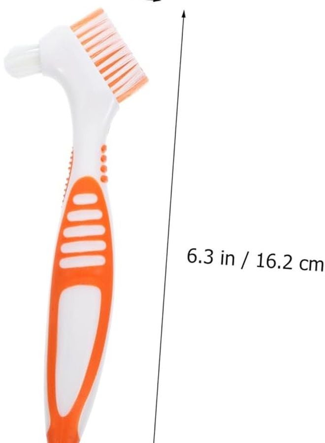 4 قطع فرشاة أسنان ذات وجهين لتنظيف الأسنان الاصطناعية بمقبض مريح وغير قابل للانزلاق - Image 5