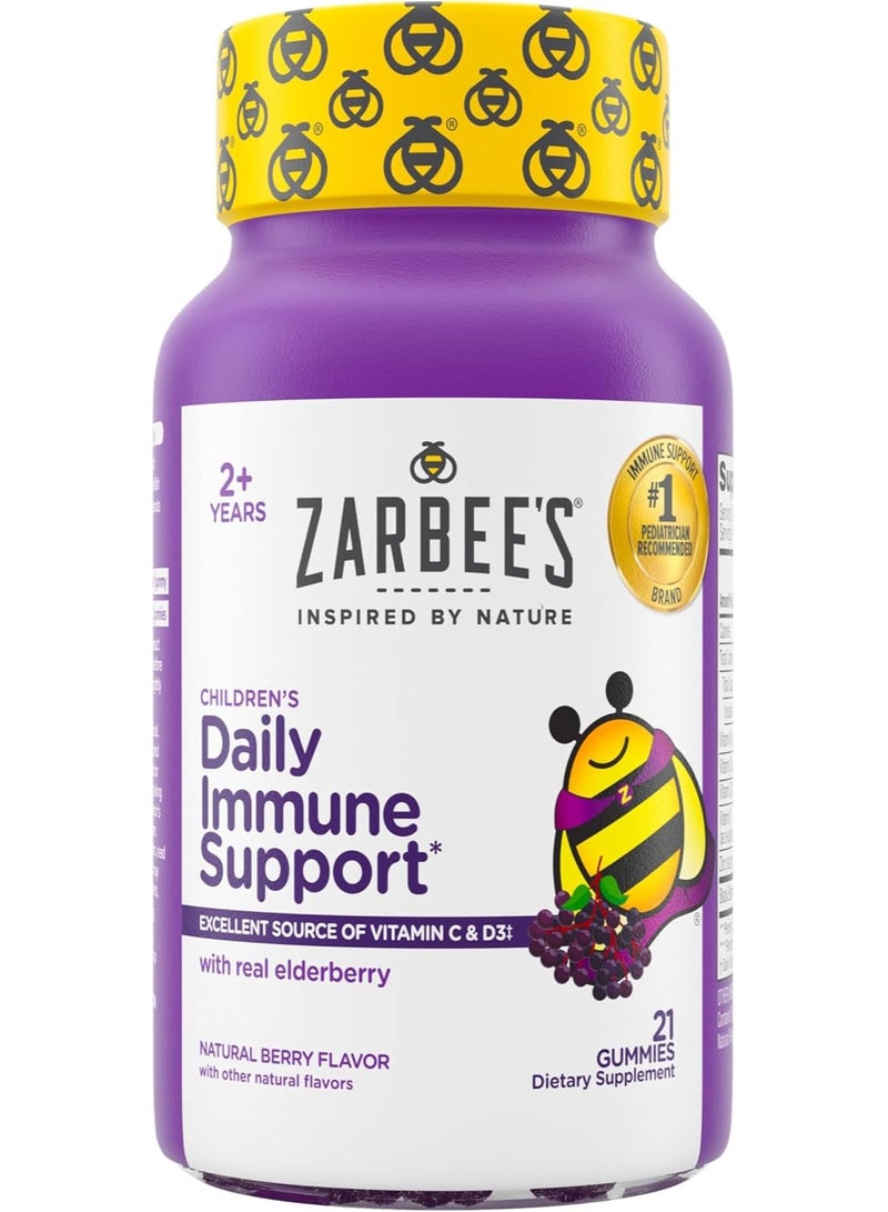 Zarbee's Elderberry Gummies for Kids with Vitamin C; Zinc And Elderberry Daily Immune Support Vitamins Gummy for Children Ages 2 and Up Natural Berry Flavor - 21 Count  - Image 1