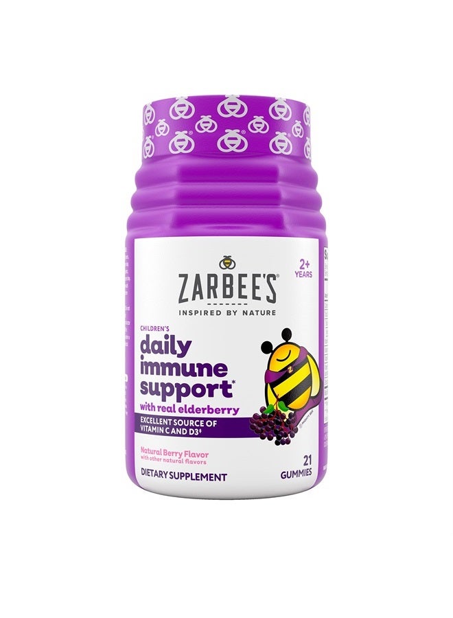 Zarbee's Elderberry Gummies for Kids with Vitamin C; Zinc And Elderberry Daily Immune Support Vitamins Gummy for Children Ages 2 and Up Natural Berry Flavor - 21 Count  - Image 3