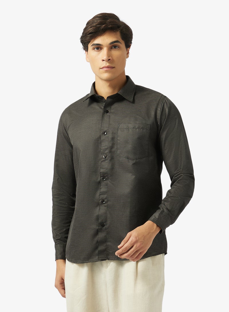 Robert Wood Mens Oxford Self Check Weave Shirts - Image 1
