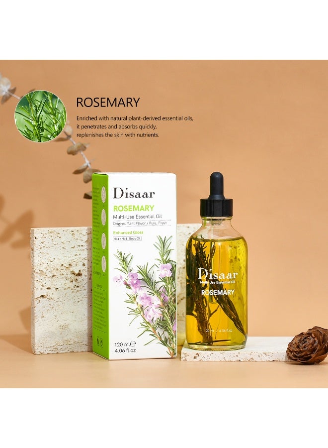 Disaar Pure Rosemary Essential Oil – Multi-Use 120ml Bottle | Organic Hair Growth & Skin Care Solution | Strengthens, Smoothens, and Adds Gloss | Fresh & Invigorating Herbal Scent - Image 3