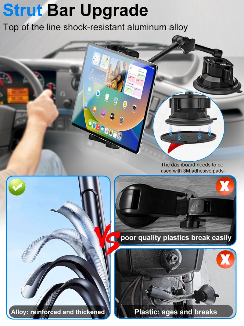 Kolasels Sunroof Tablet Holder Mount for Car/Truck [Latest Anti-Shake] Dashboard Windshield Window Tablet Stand for Truck/Car/Pickup, Heavy Duty Sunroof ipad Mount for 4-12.9" iPad Pro Air, Z Fold, iPhone - Image 3