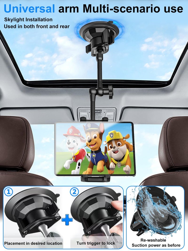 Kolasels Sunroof Tablet Holder Mount for Car/Truck [Latest Anti-Shake] Dashboard Windshield Window Tablet Stand for Truck/Car/Pickup, Heavy Duty Sunroof ipad Mount for 4-12.9" iPad Pro Air, Z Fold, iPhone - Image 2