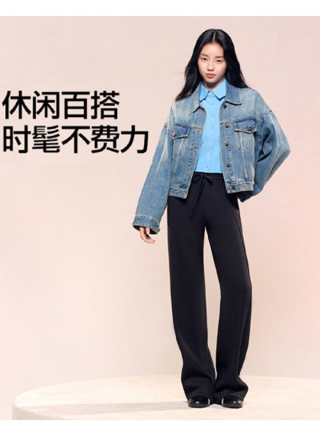 SIINSIIN Women'S Sweatpants, New Autumn And Winter Collection, Drape-Fit Versatile Style, Petite-Friendly Slimming Effect, Fleece-Lined High-Waist Wide-Leg Pants, Casual Trousers With Sporty Vibe - Image 1