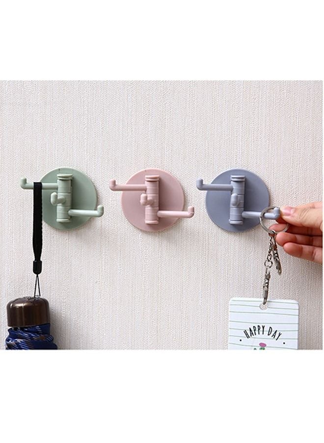 Generic 5Pcs Multifunction Plastic Swivel Hook, Duty Folding Swing Arm Triple Coat Hook with Multi Three Foldable Arms Towel for Clothes Hanger for Bathroom Kitchen Garage Wall (Pink/Gray/Green/Blue/Beige)  - Image 4