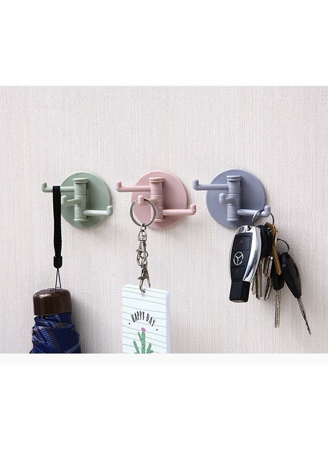 Generic 5Pcs Multifunction Plastic Swivel Hook, Duty Folding Swing Arm Triple Coat Hook with Multi Three Foldable Arms Towel for Clothes Hanger for Bathroom Kitchen Garage Wall (Pink/Gray/Green/Blue/Beige)  - Image 3