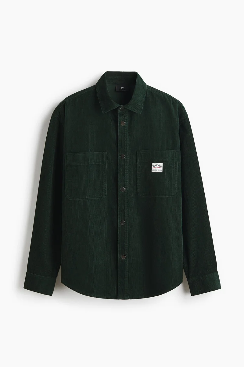 اتش اند ام قميص كوردروي قطني فضفاض