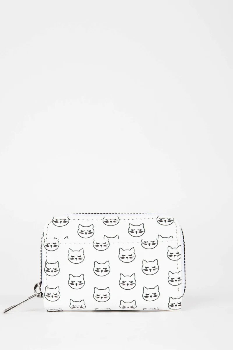 Defacto Woman Cat Patterned Faux Leather Wallet